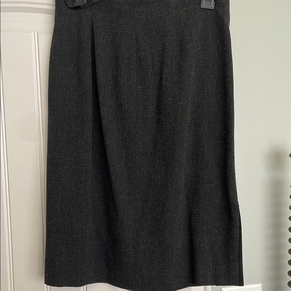Rena Rowan Gray Pleated Pencil Skirt Midi Length